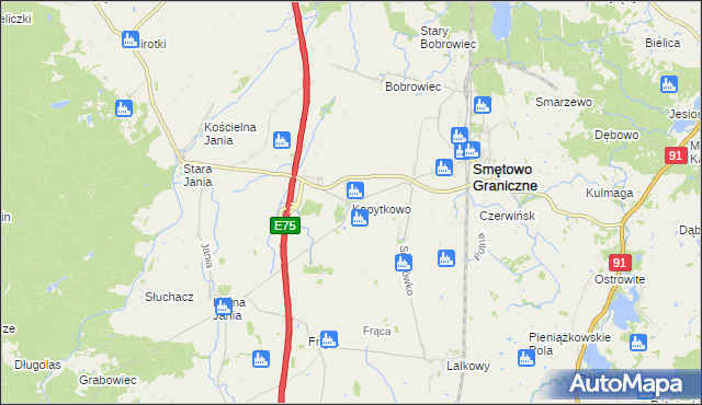 mapa Kopytkowo gmina Smętowo Graniczne, Kopytkowo gmina Smętowo Graniczne na mapie Targeo