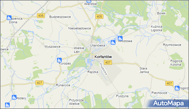 mapa Korfantów, Korfantów na mapie Targeo