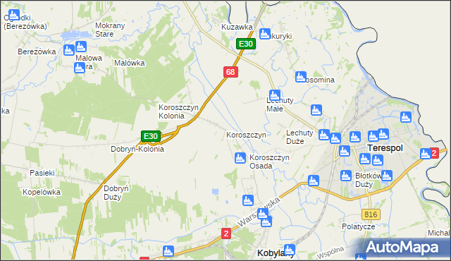 mapa Koroszczyn, Koroszczyn na mapie Targeo