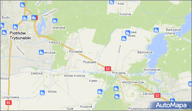 mapa Korytnica gmina Sulejów, Korytnica gmina Sulejów na mapie Targeo