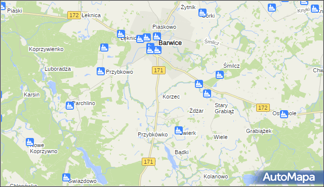 mapa Korzec, Korzec na mapie Targeo