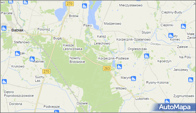 mapa Korzecznik-Podlesie, Korzecznik-Podlesie na mapie Targeo