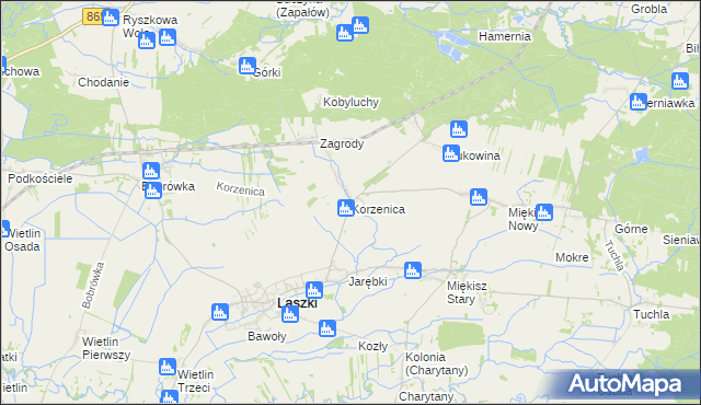 mapa Korzenica gmina Laszki, Korzenica gmina Laszki na mapie Targeo