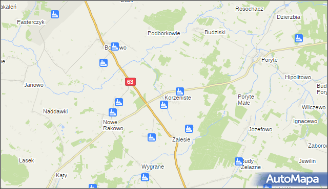 mapa Korzeniste, Korzeniste na mapie Targeo