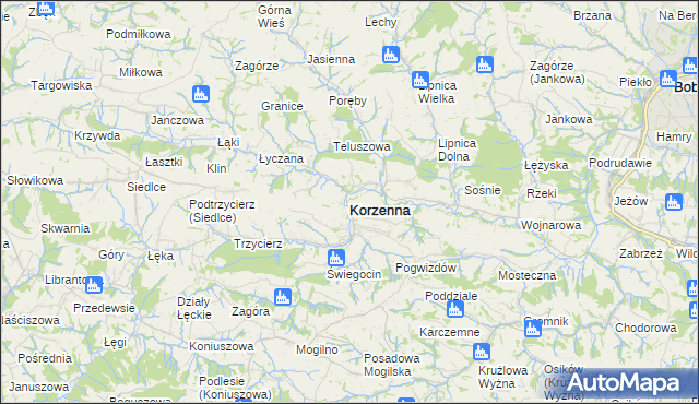 mapa Korzenna, Korzenna na mapie Targeo