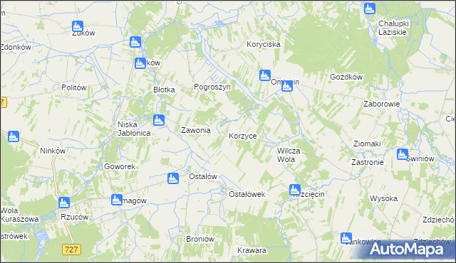 mapa Korzyce, Korzyce na mapie Targeo