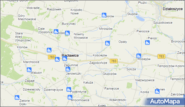 mapa Kościejów, Kościejów na mapie Targeo