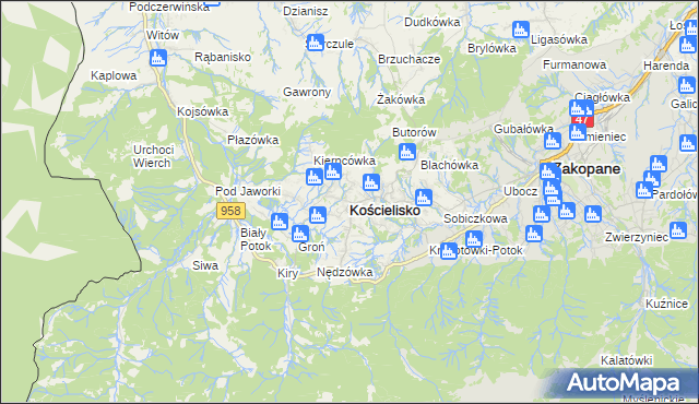 mapa Kościelisko, Kościelisko na mapie Targeo