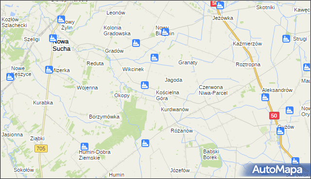 mapa Kościelna Góra, Kościelna Góra na mapie Targeo