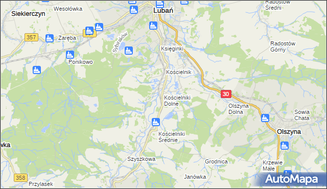 mapa Kościelniki Dolne, Kościelniki Dolne na mapie Targeo