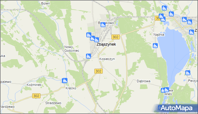 mapa Kosieczyn, Kosieczyn na mapie Targeo