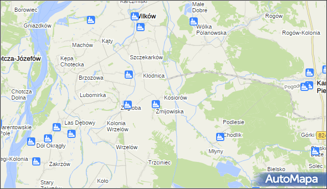 mapa Kosiorów gmina Wilków, Kosiorów gmina Wilków na mapie Targeo