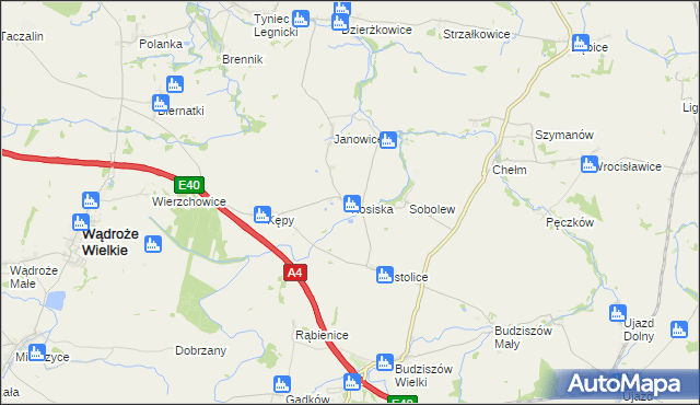 mapa Kosiska gmina Wądroże Wielkie, Kosiska gmina Wądroże Wielkie na mapie Targeo