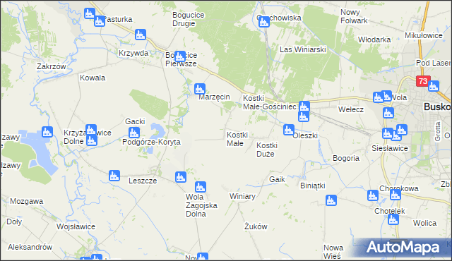 mapa Kostki Małe, Kostki Małe na mapie Targeo