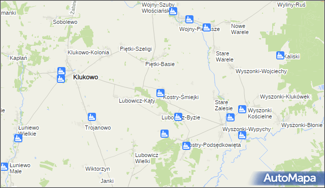 mapa Kostry-Śmiejki, Kostry-Śmiejki na mapie Targeo