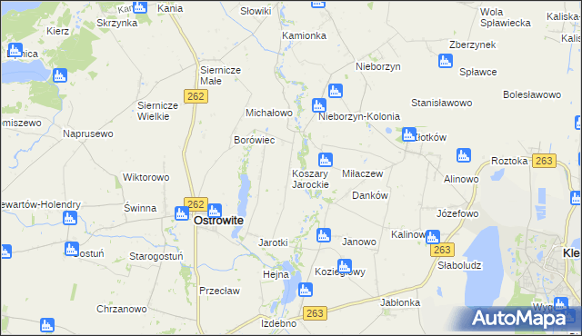 mapa Koszary Jarockie, Koszary Jarockie na mapie Targeo