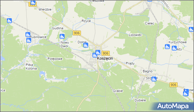 mapa Koszęcin powiat lubliniecki, Koszęcin powiat lubliniecki na mapie Targeo