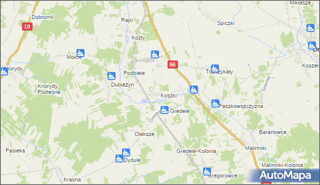 mapa Koszki, Koszki na mapie Targeo