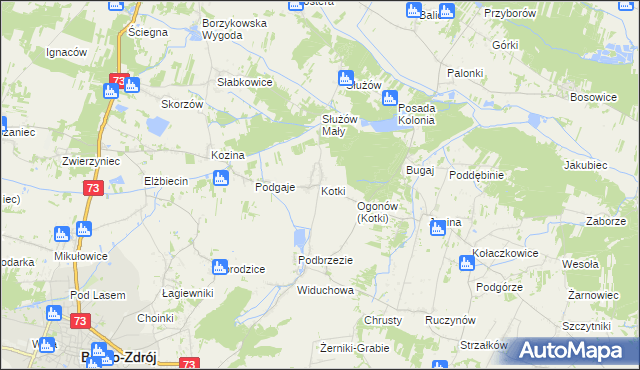 mapa Kotki gmina Busko-Zdrój, Kotki gmina Busko-Zdrój na mapie Targeo