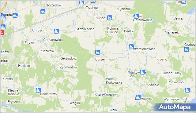 mapa Kotków gmina Gorzkowice, Kotków gmina Gorzkowice na mapie Targeo