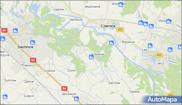 mapa Kotowice gmina Siechnice, Kotowice gmina Siechnice na mapie Targeo