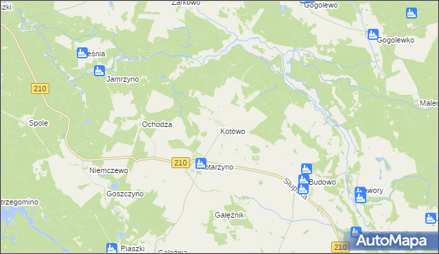 mapa Kotowo gmina Dębnica Kaszubska, Kotowo gmina Dębnica Kaszubska na mapie Targeo