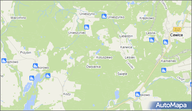 mapa Kotuszewo, Kotuszewo na mapie Targeo