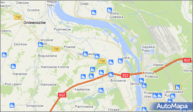 mapa Kowala gmina Puławy, Kowala gmina Puławy na mapie Targeo