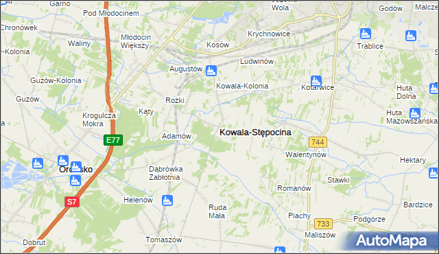 mapa Kowala-Stępocina, Kowala-Stępocina na mapie Targeo