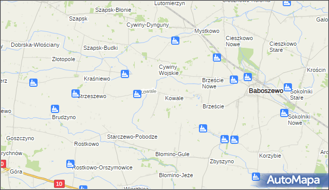 mapa Kowale gmina Baboszewo, Kowale gmina Baboszewo na mapie Targeo