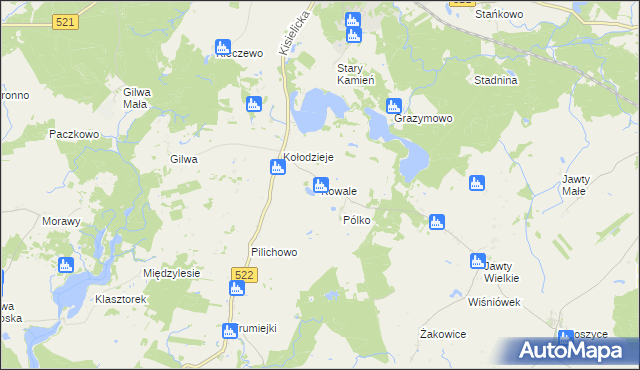 mapa Kowale gmina Prabuty, Kowale gmina Prabuty na mapie Targeo