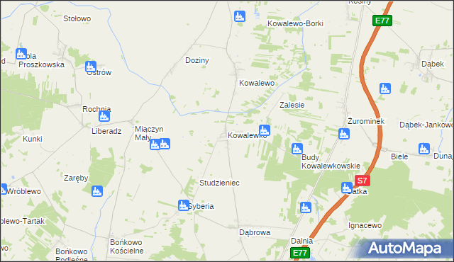 mapa Kowalewko gmina Strzegowo, Kowalewko gmina Strzegowo na mapie Targeo