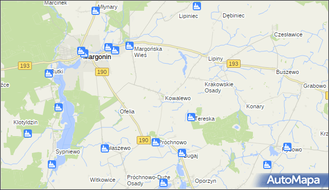 mapa Kowalewo gmina Margonin, Kowalewo gmina Margonin na mapie Targeo