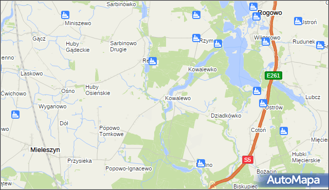 mapa Kowalewo gmina Mieleszyn, Kowalewo gmina Mieleszyn na mapie Targeo