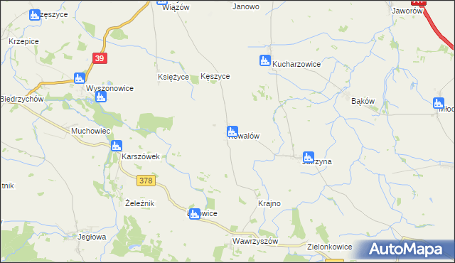 mapa Kowalów gmina Wiązów, Kowalów gmina Wiązów na mapie Targeo