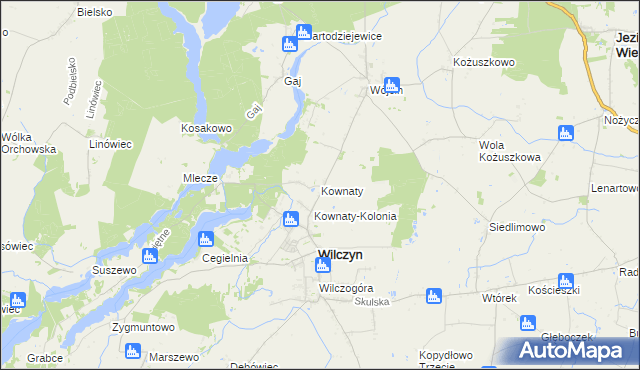 mapa Kownaty gmina Wilczyn, Kownaty gmina Wilczyn na mapie Targeo