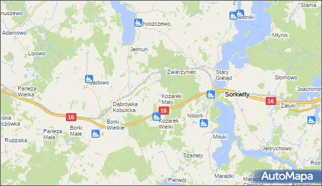 mapa Kozarek Mały, Kozarek Mały na mapie Targeo