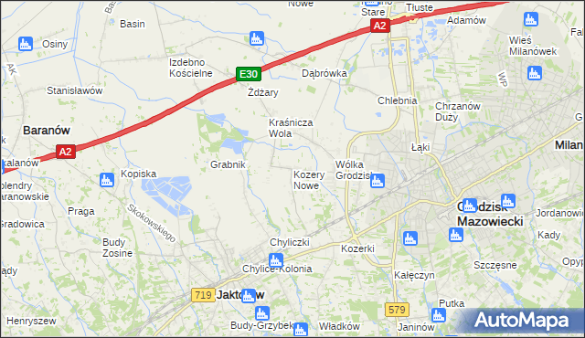 mapa Kozery Nowe, Kozery Nowe na mapie Targeo