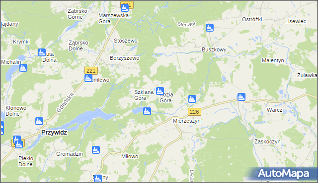 mapa Kozia Góra gmina Przywidz, Kozia Góra gmina Przywidz na mapie Targeo