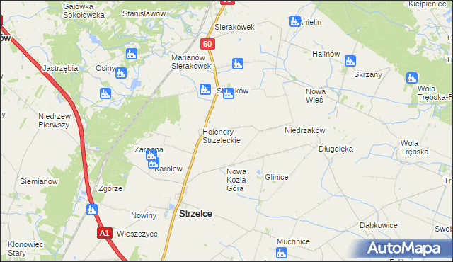 mapa Kozia Góra gmina Strzelce, Kozia Góra gmina Strzelce na mapie Targeo