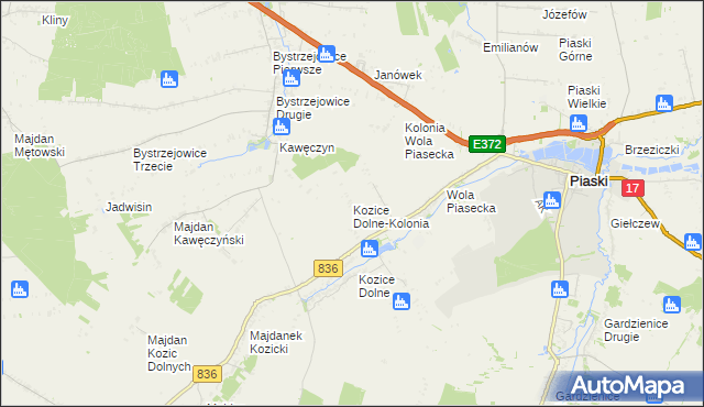 mapa Kozice Dolne-Kolonia, Kozice Dolne-Kolonia na mapie Targeo