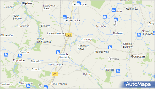 mapa Kozietuły Nowe, Kozietuły Nowe na mapie Targeo