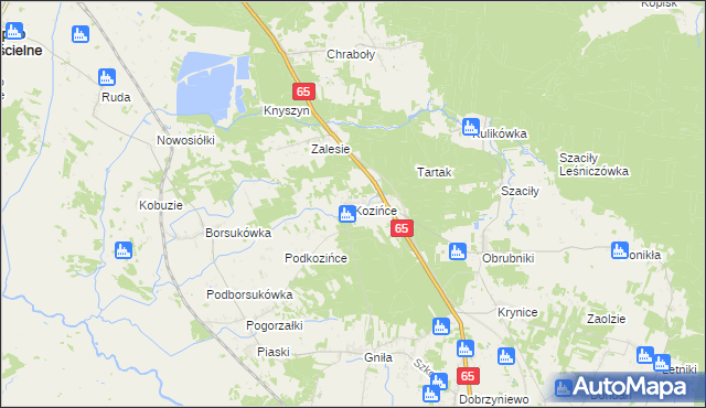 mapa Kozińce, Kozińce na mapie Targeo