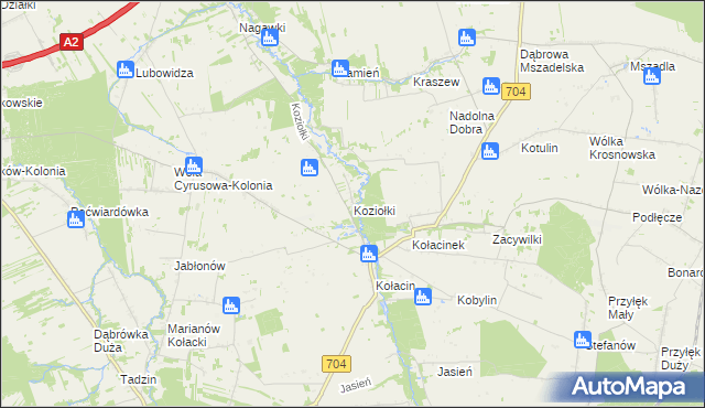 mapa Koziołki, Koziołki na mapie Targeo