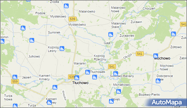 mapa Koziróg Rzeczny, Koziróg Rzeczny na mapie Targeo