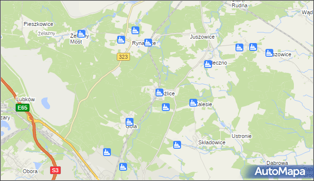 mapa Koźlice gmina Rudna, Koźlice gmina Rudna na mapie Targeo