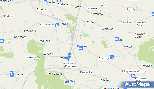 mapa Kozłów powiat miechowski, Kozłów powiat miechowski na mapie Targeo