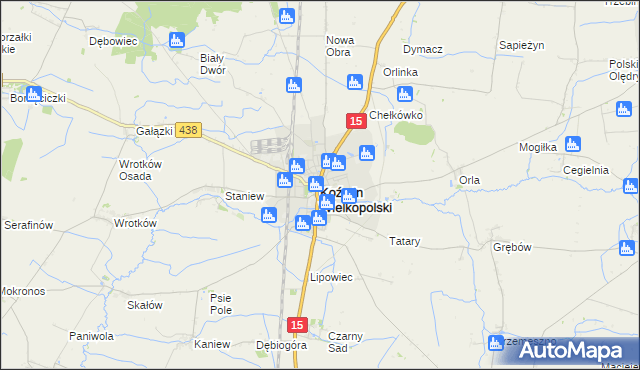 mapa Koźmin Wielkopolski, Koźmin Wielkopolski na mapie Targeo