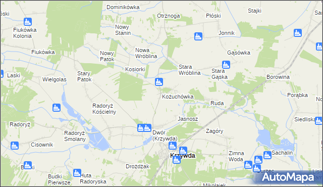 mapa Kożuchówka, Kożuchówka na mapie Targeo