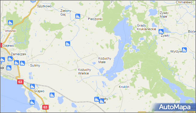 mapa Kożuchy Małe, Kożuchy Małe na mapie Targeo